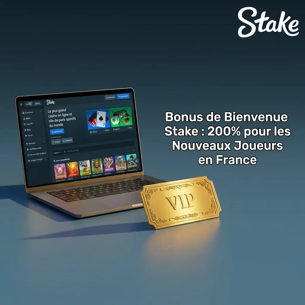 Bonus de bienvenue Stake 200% pour nouveaux joueurs en France, offre de dépôt exclusive à réclamer en ligne