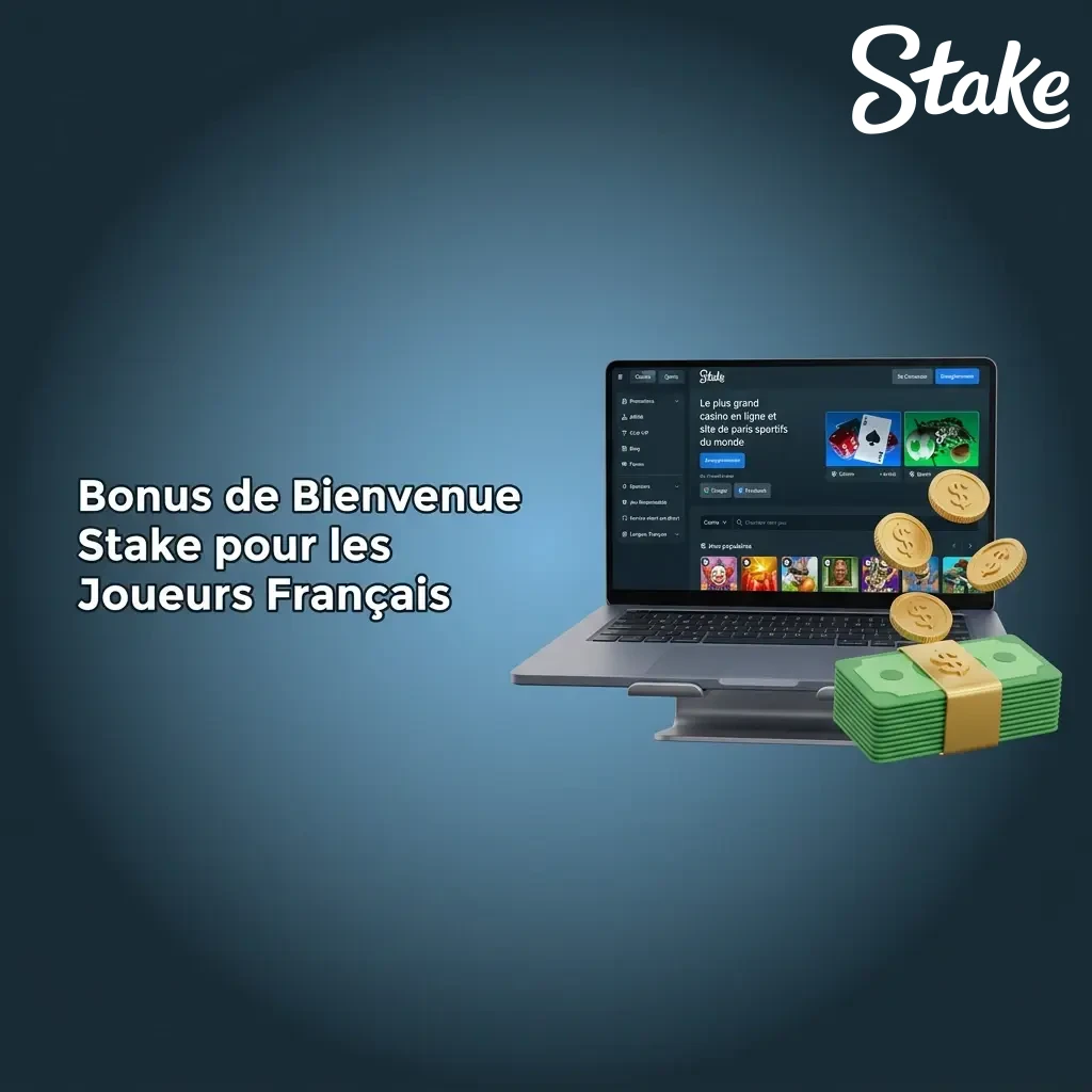 Bonus de bienvenue Stake 200% sur premier dépôt pour nouveaux joueurs français, valable casino et croupiers en direct
