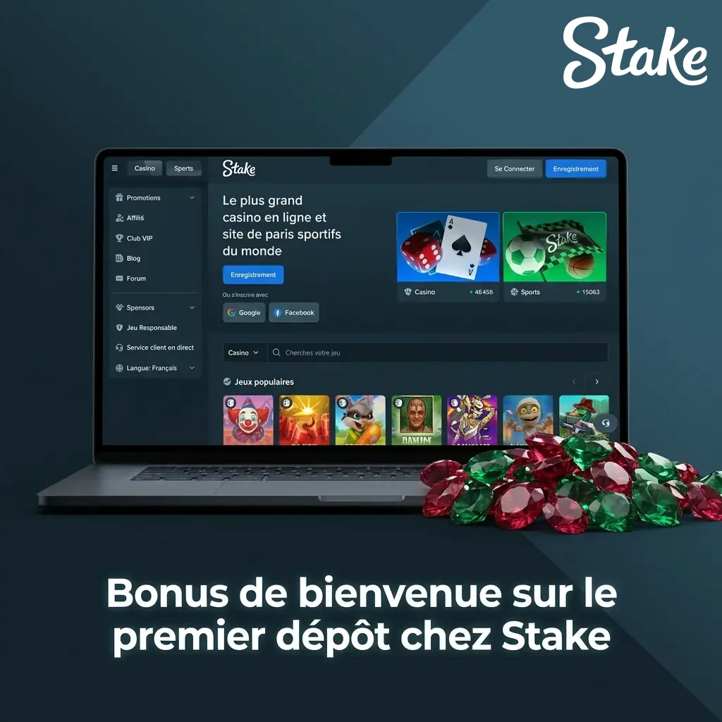 Bonus de bienvenue Stake : 200 % sur le premier dépôt jusqu'à 1 000 € pour casino et paris sportifs