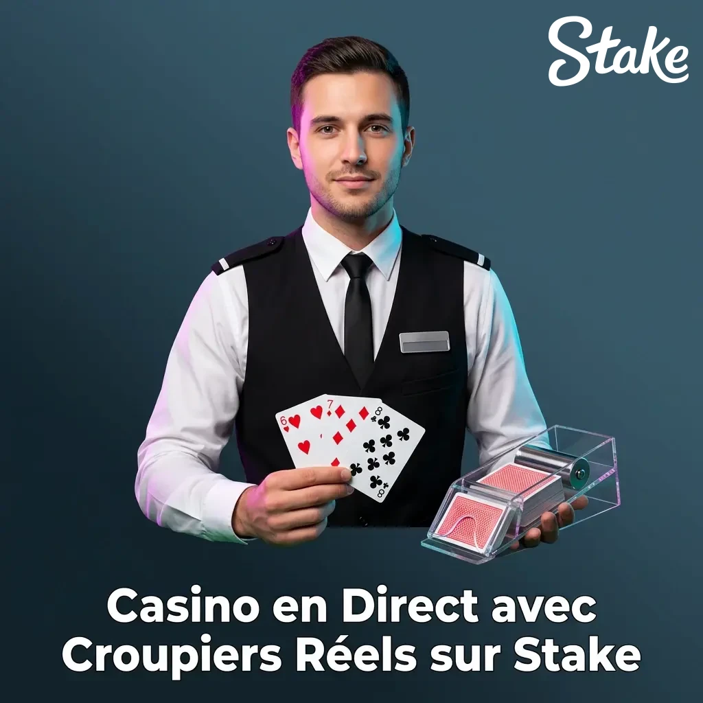 Croupier professionnel en direct sur Stake, diffusion HD pour roulette, blackjack et baccarat en temps réel