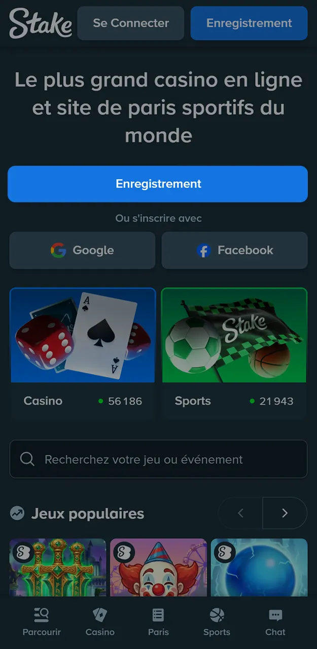 Créez votre nouveau profil d'utilisateur pour jouer sur Stake.