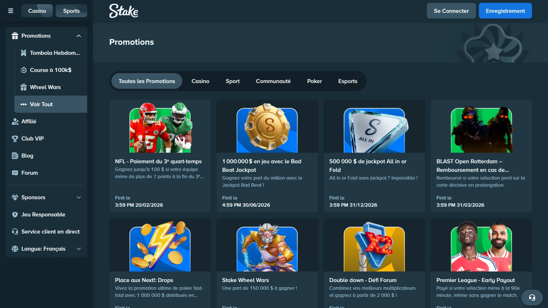 Recevez des bonus de Stake et découvrez les nouvelles promotions.