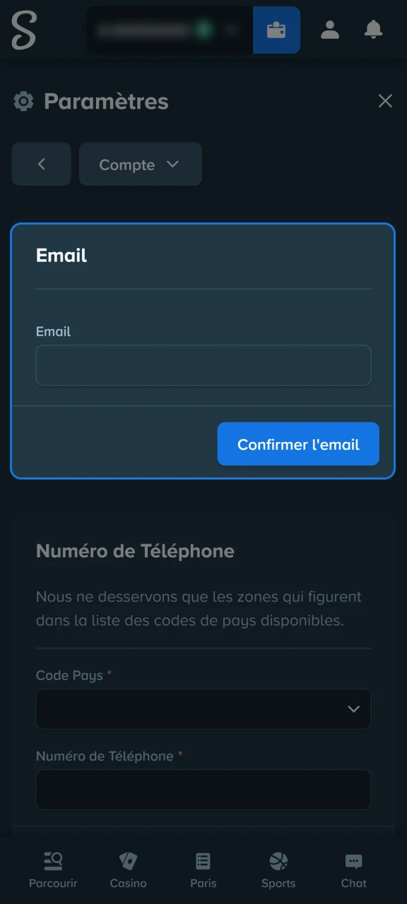 Confirmez votre adresse e-mail sur le site web de Stake.