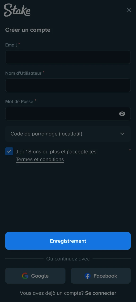 Terminez la création de votre compte Stake.