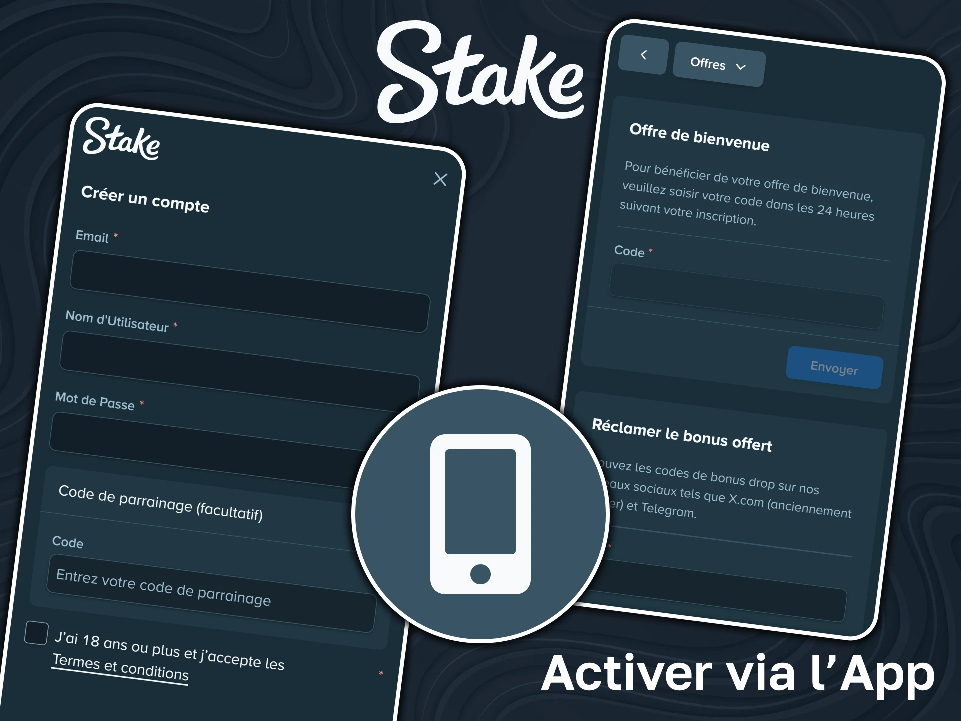 Activez votre code promo dans le champ dédié sur Stake.