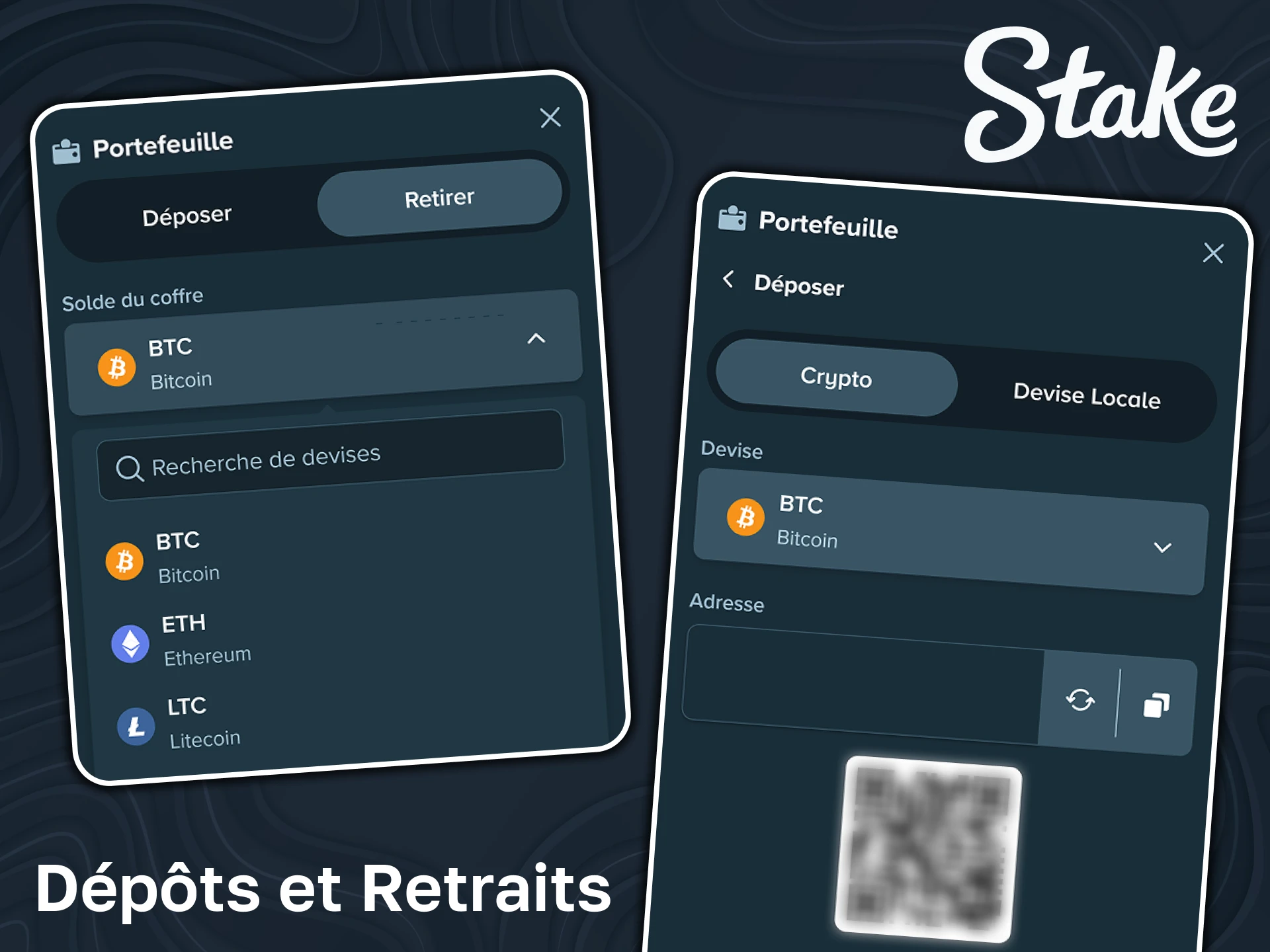 Choisissez un mode de paiement et effectuez des dépôts et des retraits sur Stake.