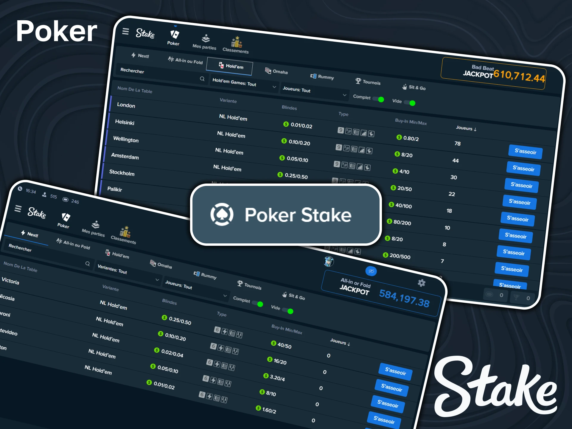 Jouez à différents types de jeux de poker sur Stake Casino.